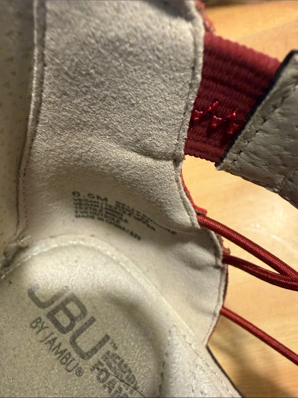 JBU Red Laser-Cut Peep-Toe Lace-Up Sandals - Picture 3 of 6